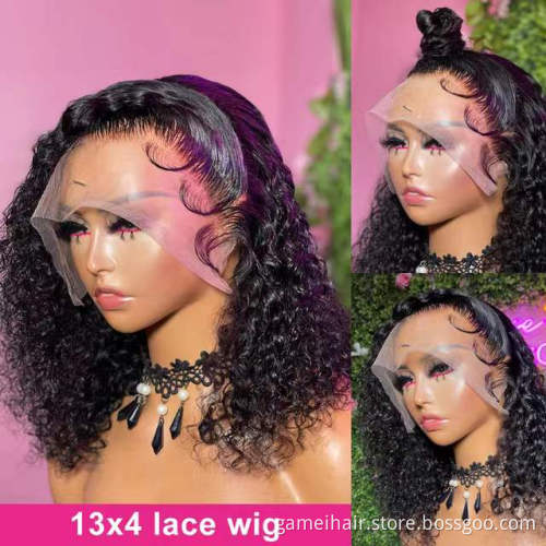 Wholesale Raw Brazilian Human Hair Hd Full Lace Frontal Bob Wig Vendor Deep Wave Virgin Human Hair Transparent Lace Front Wig